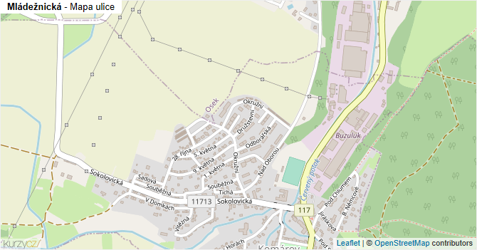 Mládežnická - mapa ulice