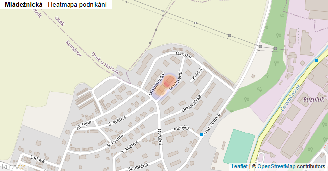 Mládežnická - mapa podnikání