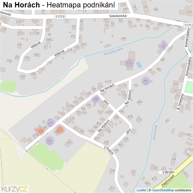 Mapa Na Horách - Firmy v ulici.