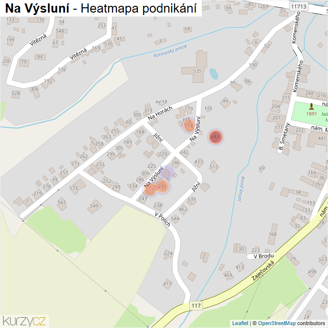Mapa Na Výsluní - Firmy v ulici.