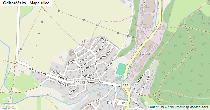 Odborářská - mapa ulice