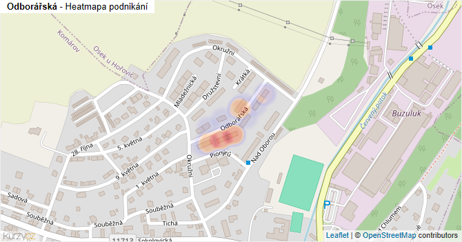 Odborářská - mapa podnikání