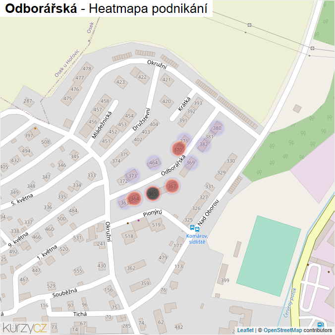 Mapa Odborářská - Firmy v ulici.