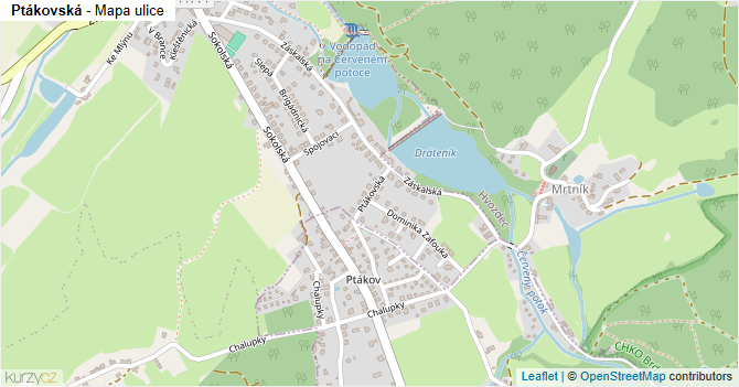 Ptákovská - mapa ulice