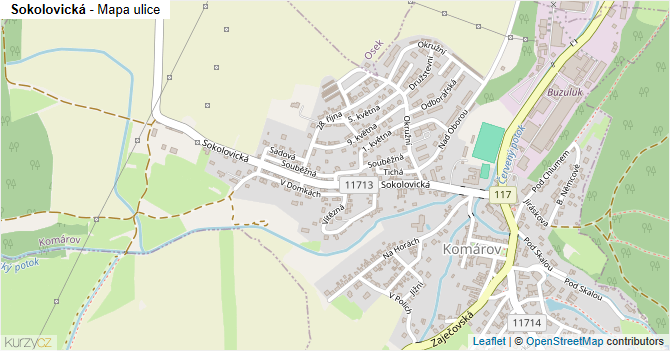 Sokolovická - mapa ulice