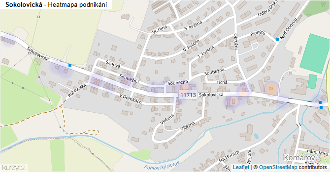 Sokolovická - mapa podnikání