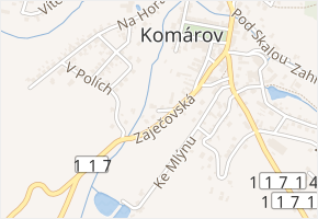 V Brodu v obci Komárov - mapa ulice
