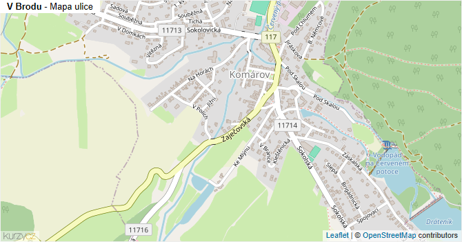 V Brodu - mapa ulice