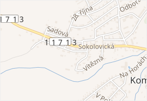 V Domkách v obci Komárov - mapa ulice