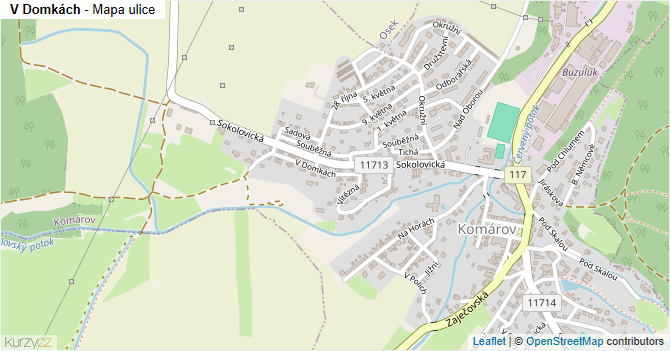 V Domkách - mapa ulice