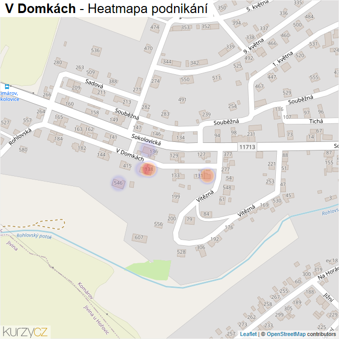 Mapa V Domkách - Firmy v ulici.