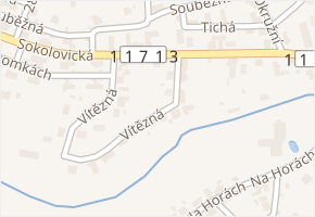 Vítězná v obci Komárov - mapa ulice
