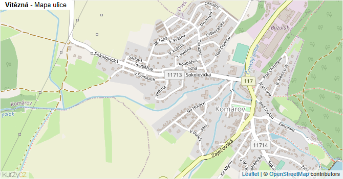 Vítězná - mapa ulice