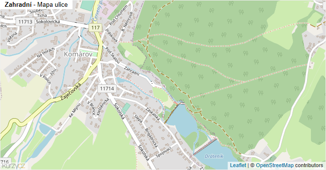 Zahradní - mapa ulice