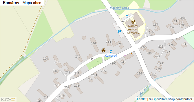 Komárov - mapa obce