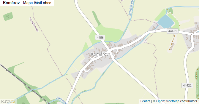 Komárov - mapa části obce