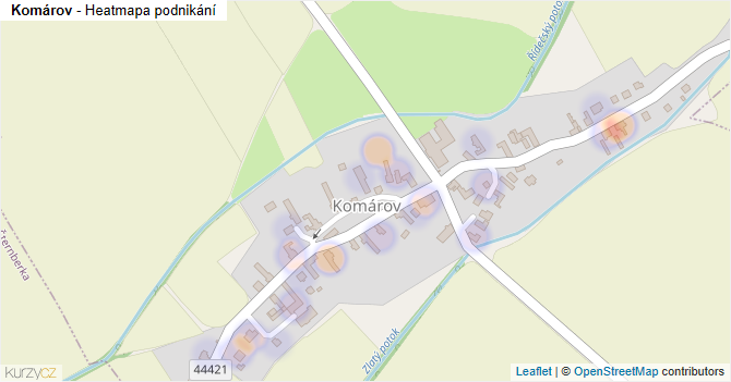 Komárov - mapa podnikání