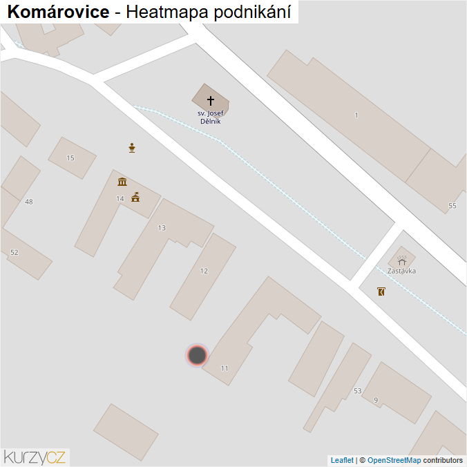 Mapa Komárovice - Firmy v obci.