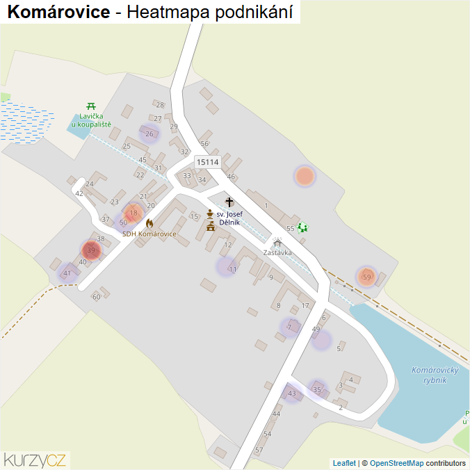 Mapa Komárovice - Firmy v části obce.