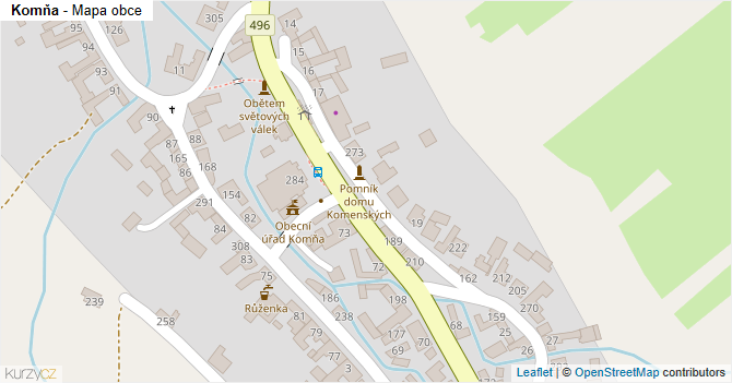 Komňa - mapa obce