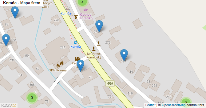 Komňa - mapa firem