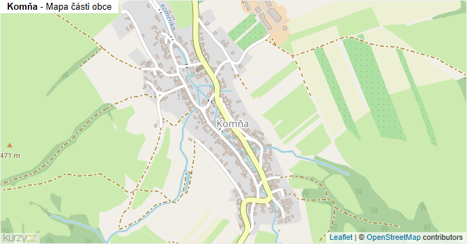 Komňa - mapa části obce