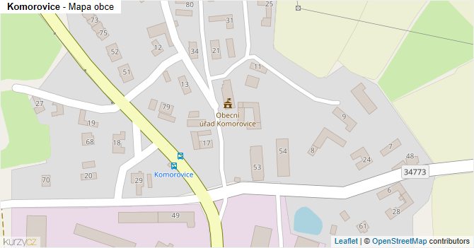 Komorovice - mapa obce