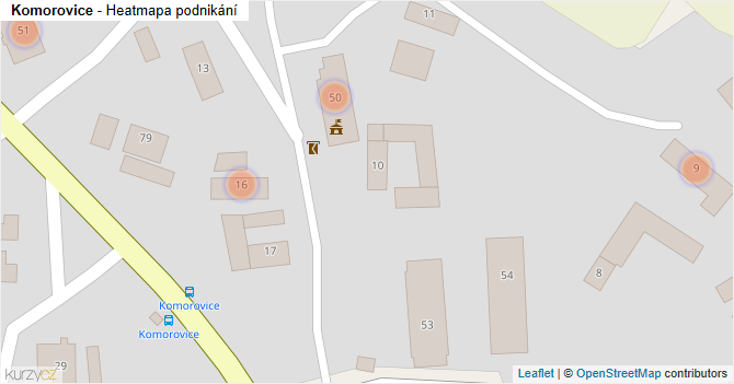 Komorovice - mapa podnikání