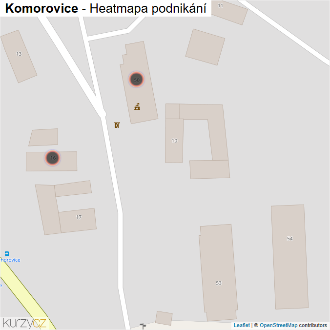 Mapa Komorovice - Firmy v obci.