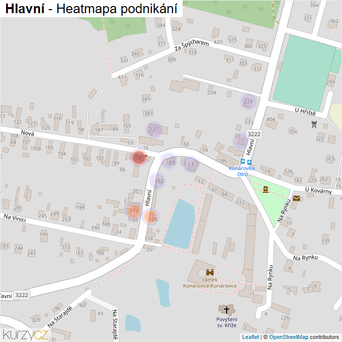 Mapa Hlavní - Firmy v ulici.