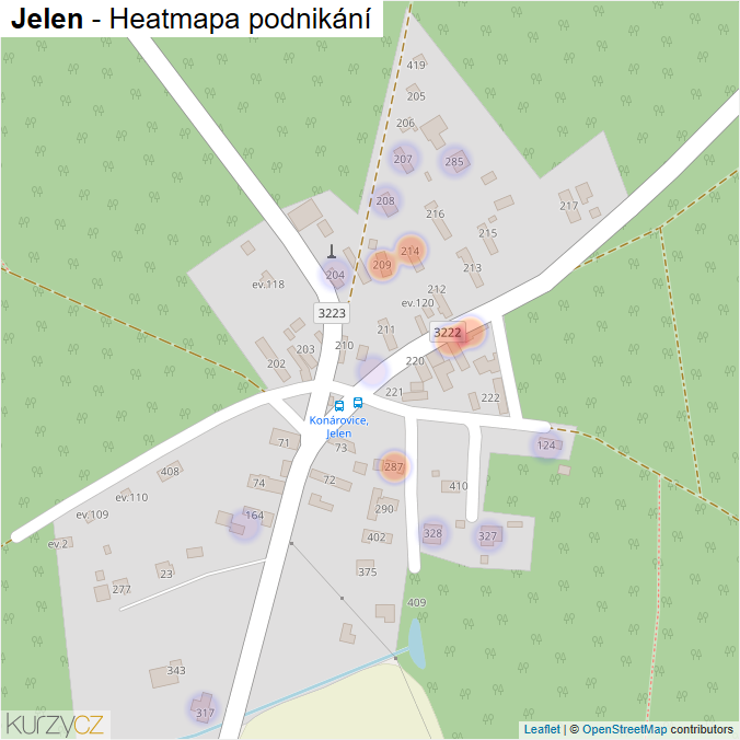 Mapa Jelen - Firmy v ulici.