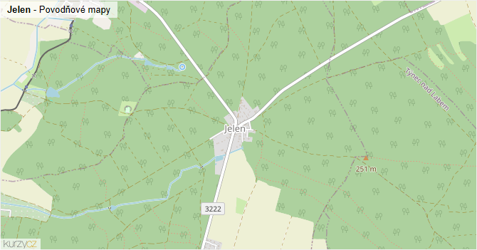 Jelen - záplavové mapy stoleté vody