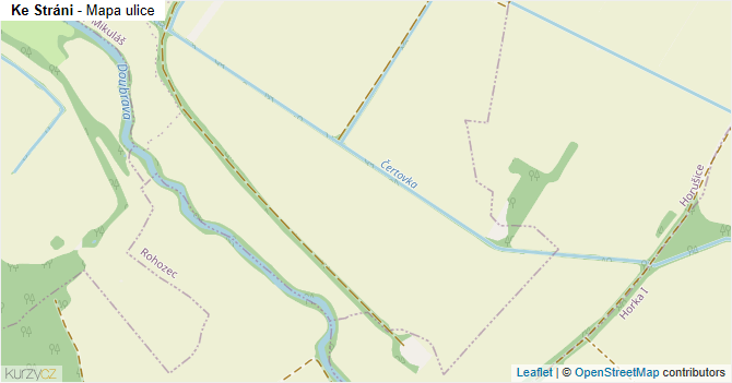 Ke Stráni - mapa ulice