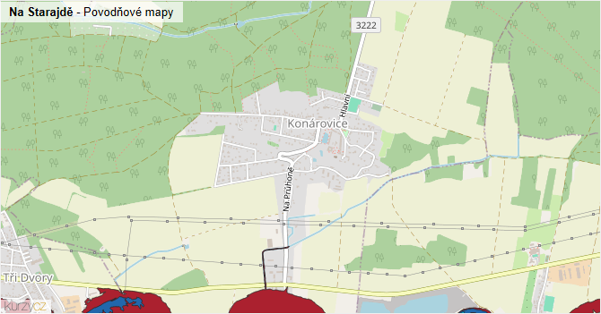 Na Starajdě - záplavové mapy stoleté vody