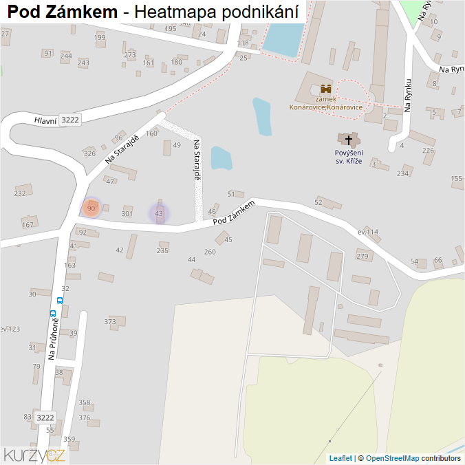 Mapa Pod Zámkem - Firmy v ulici.