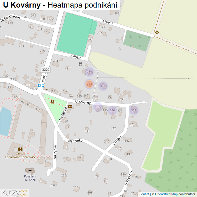 Mapa U Kovárny - Firmy v ulici.