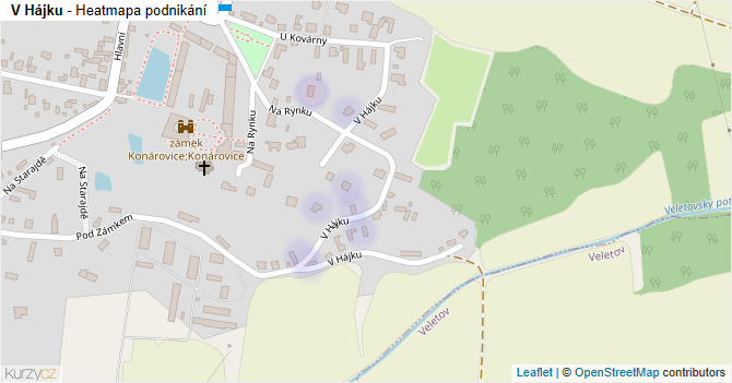 V Hájku - mapa podnikání