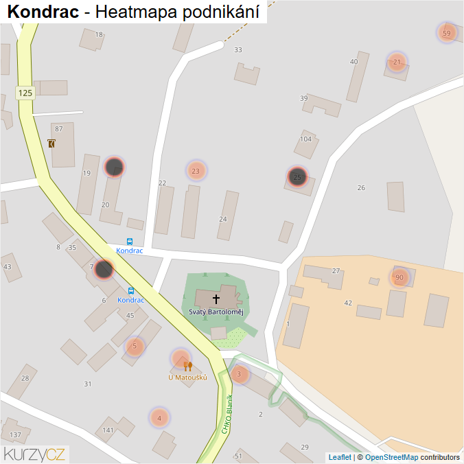 Mapa Kondrac - Firmy v obci.