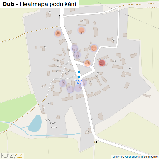 Mapa Dub - Firmy v části obce.