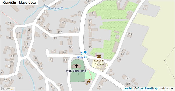 Koněšín - mapa obce