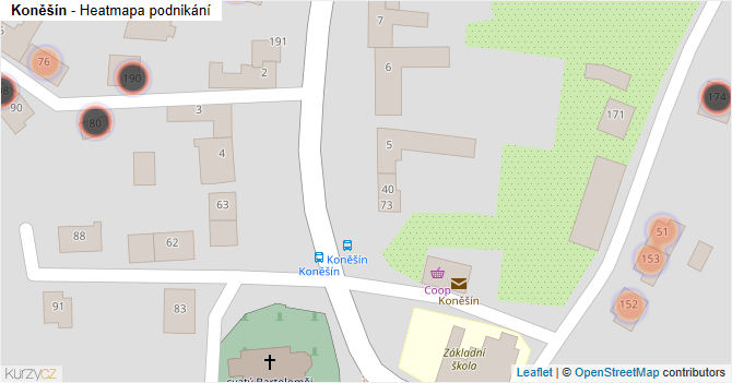Koněšín - mapa podnikání