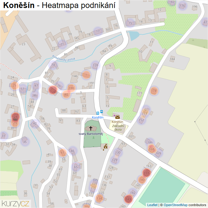 Mapa Koněšín - Firmy v části obce.