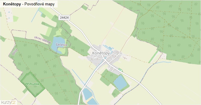 Konětopy - záplavové mapy stoleté vody