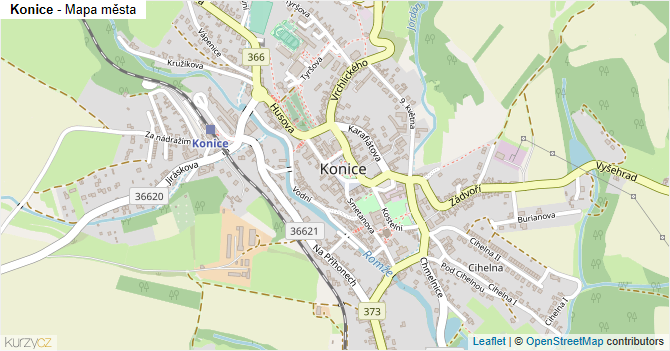 Konice - mapa města