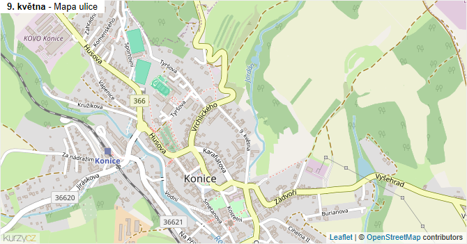 9. května - mapa ulice