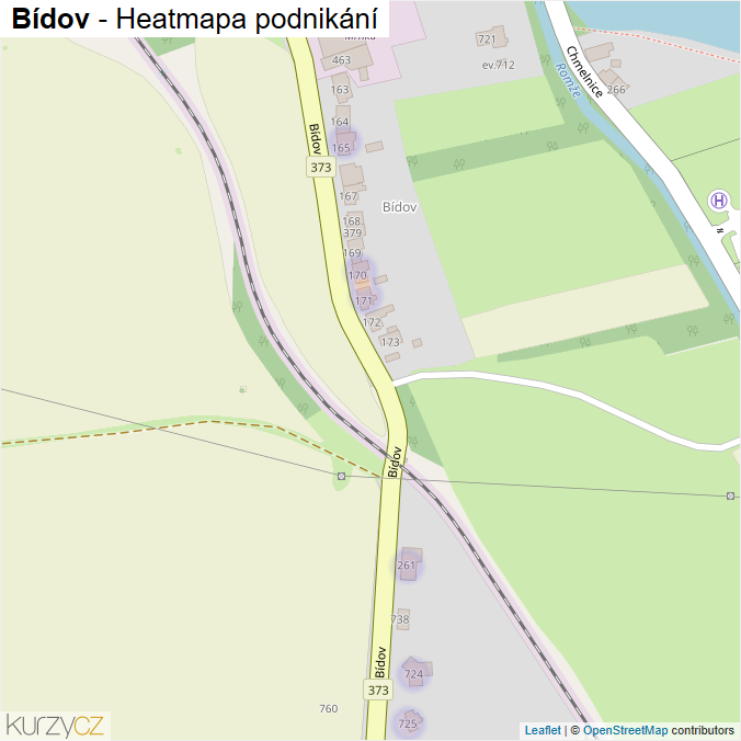 Mapa Bídov - Firmy v ulici.