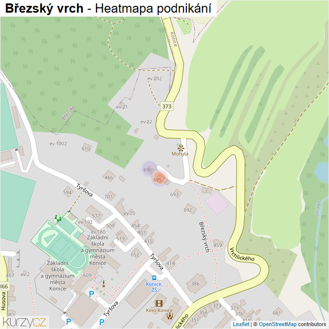 Mapa Březský vrch - Firmy v ulici.