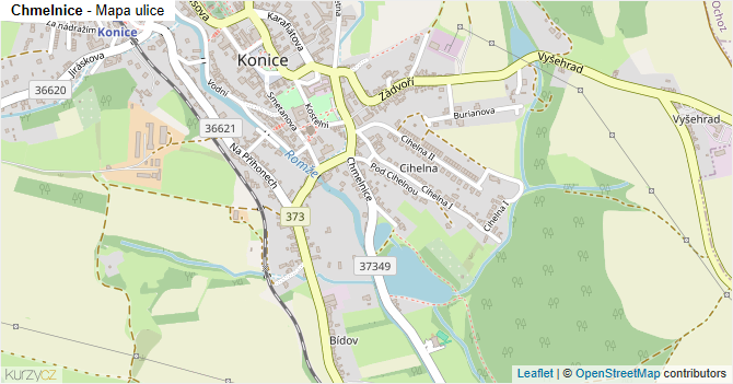 Chmelnice - mapa ulice