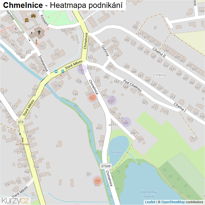 Mapa Chmelnice - Firmy v ulici.