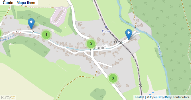 Čunín - mapa firem